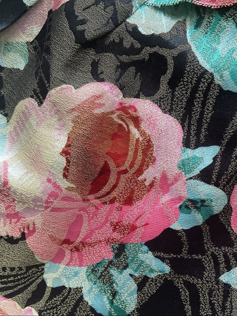 Anthro/Leifsdottir silk Metallic Brocade Rose Floral Top - Picture 4 of 9